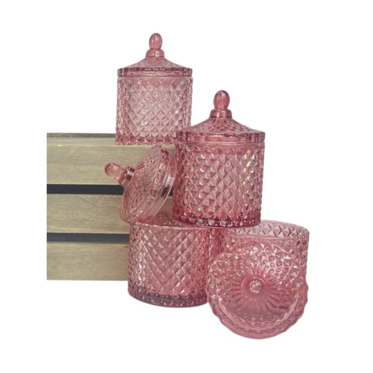 clear pink candle jar