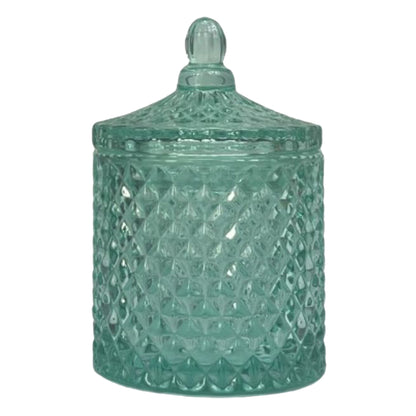 clear turquoise candle vessel