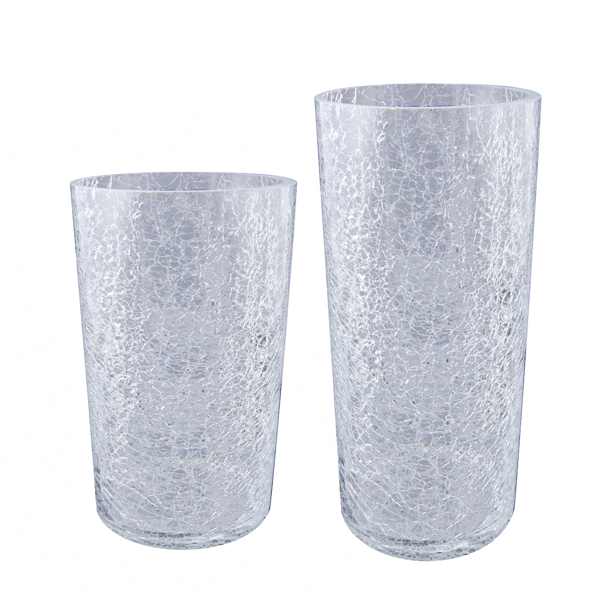 CRACKLE GLASS CANDLE CYLINDER (2 Sizes)