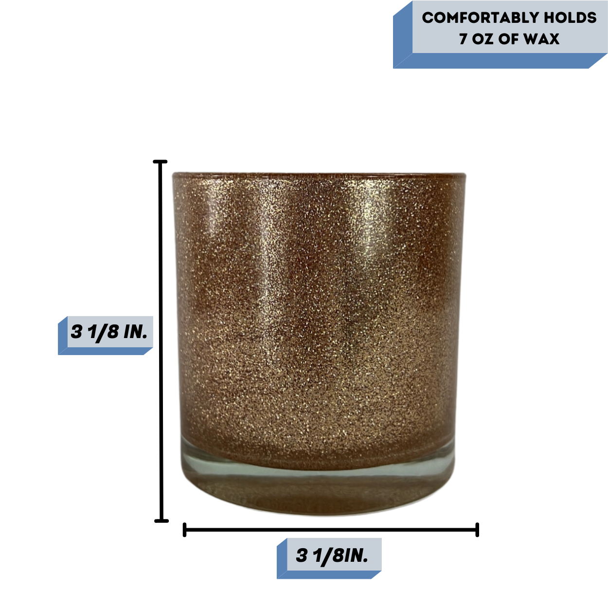 glitter rose gold candle jar measurements