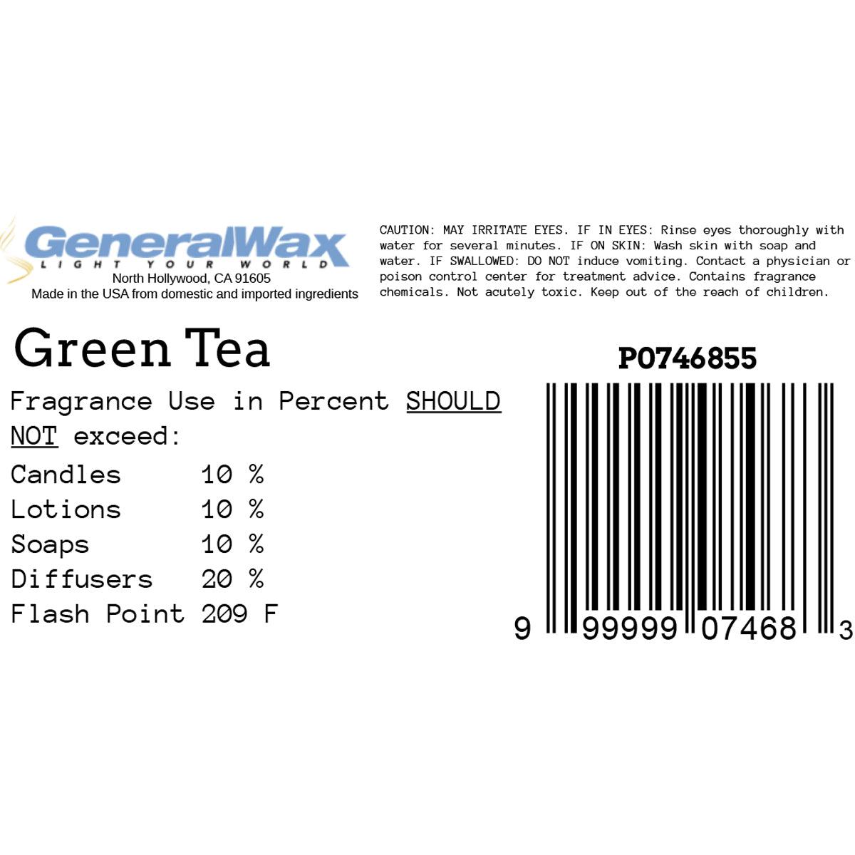 green tea candle fragrance label