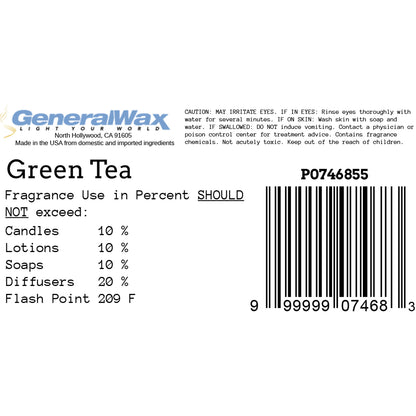 green tea candle fragrance label