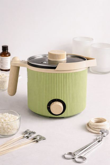 Electric wax melting pot with even heat distribution for candle making