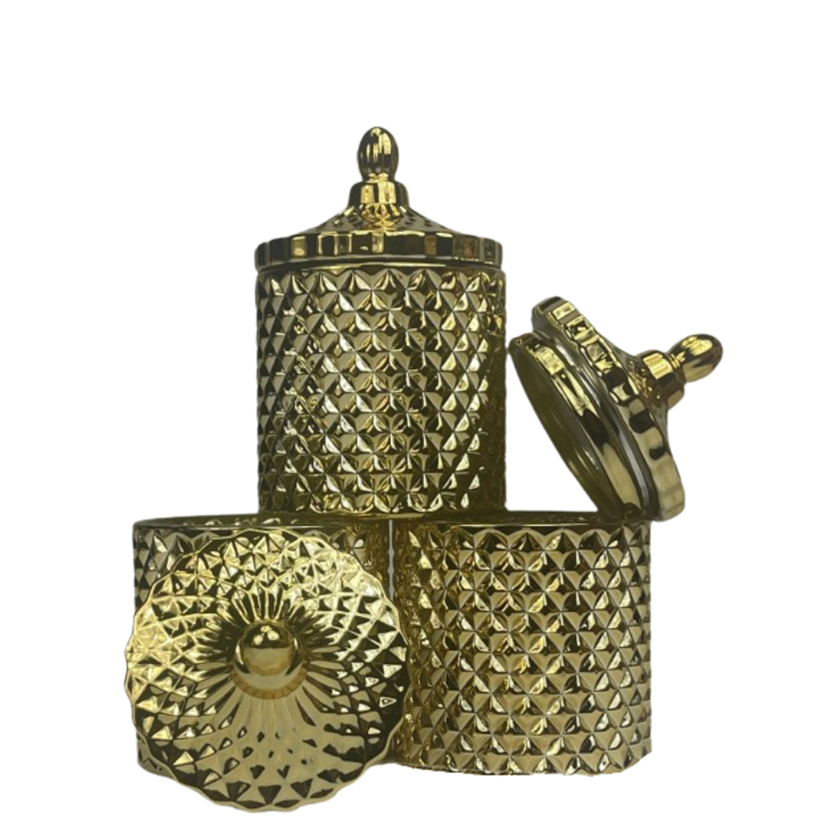 metallic gold color candle vessels