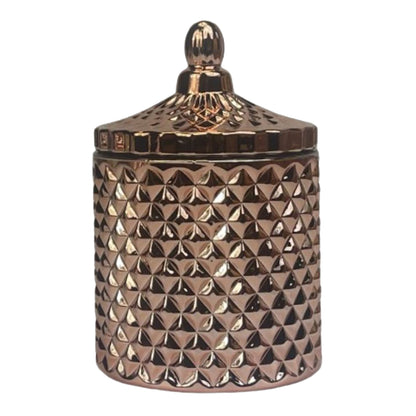 metallic rose gold candle vessel