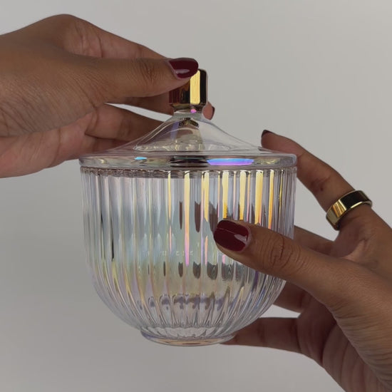 AURA Iridescent Luxury Candle Jar with Lid