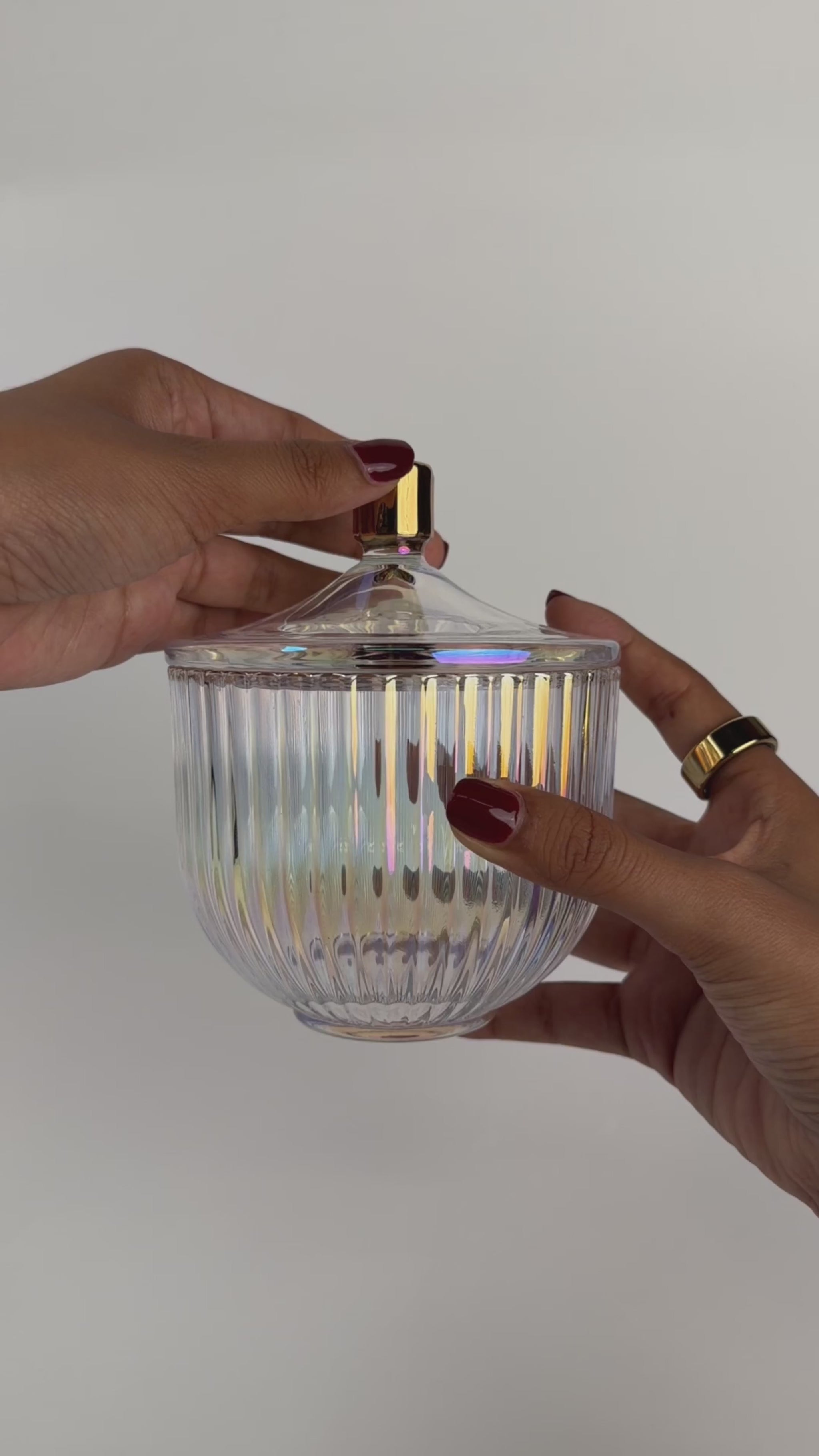 AURA Iridescent Luxury Candle Jar with Lid