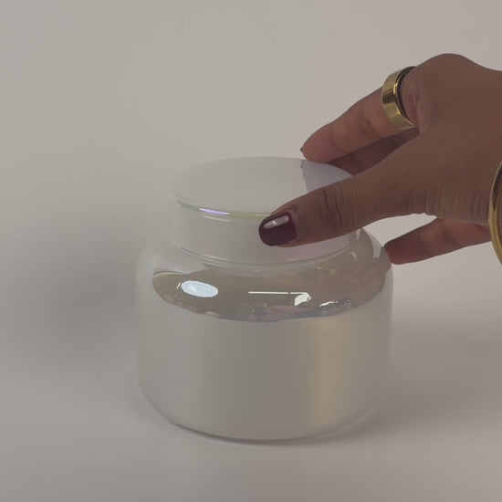 NOVA White Iridescent Candle Jar with Lid