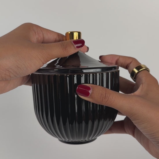 AURA Black Luxury Candle Jar with Lid