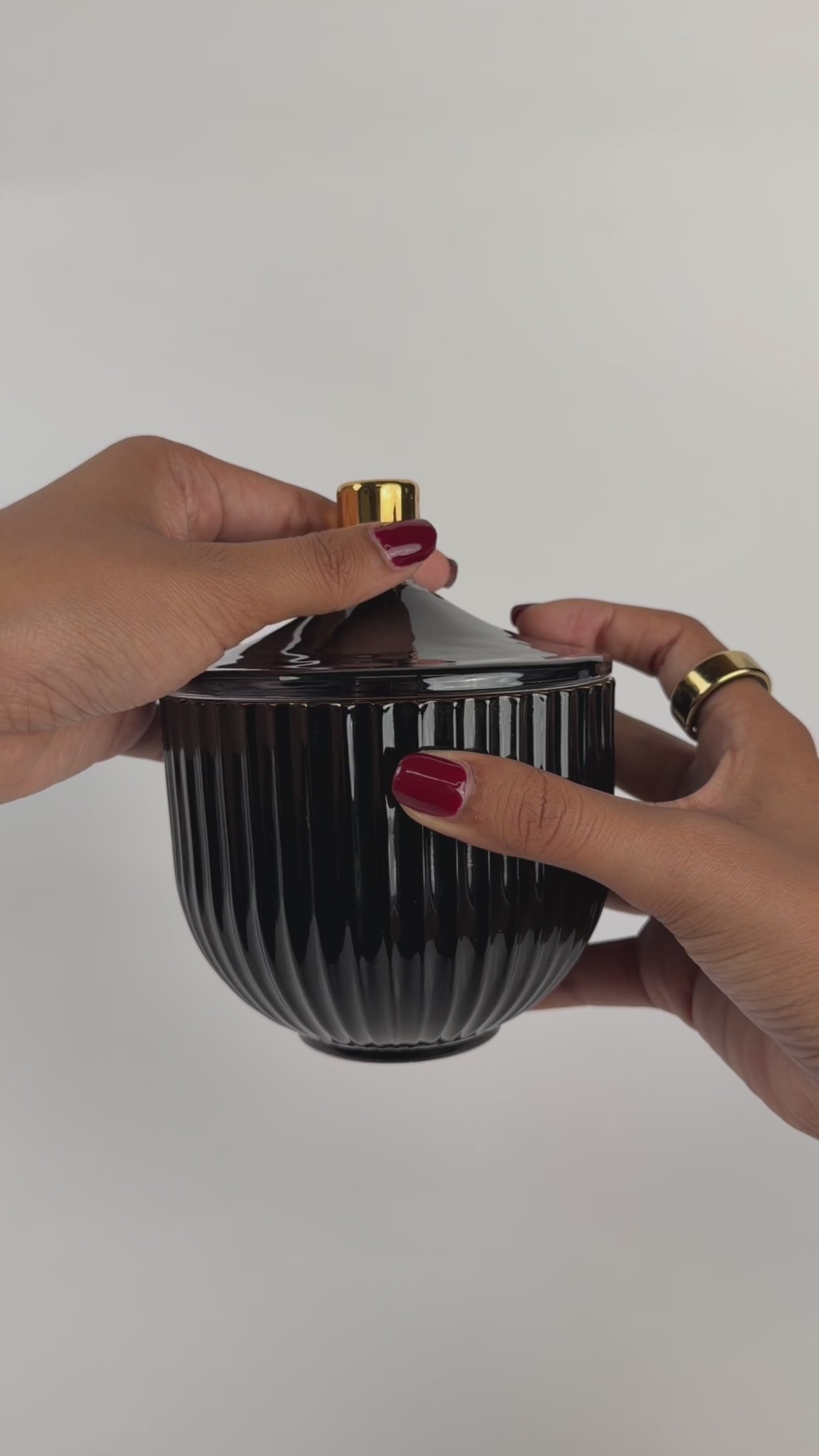 AURA Black Luxury Candle Jar with Lid