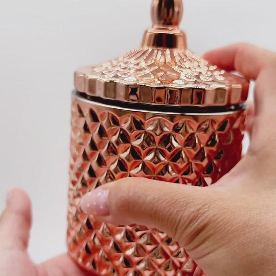 metallic rose gold candle vessels