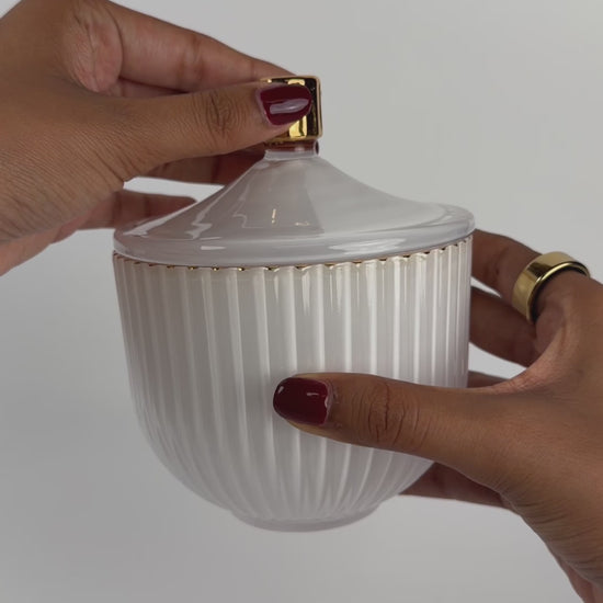 AURA White Luxury Candle Jar with Lid