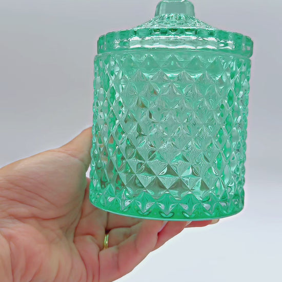 clear turquoise candle vessels