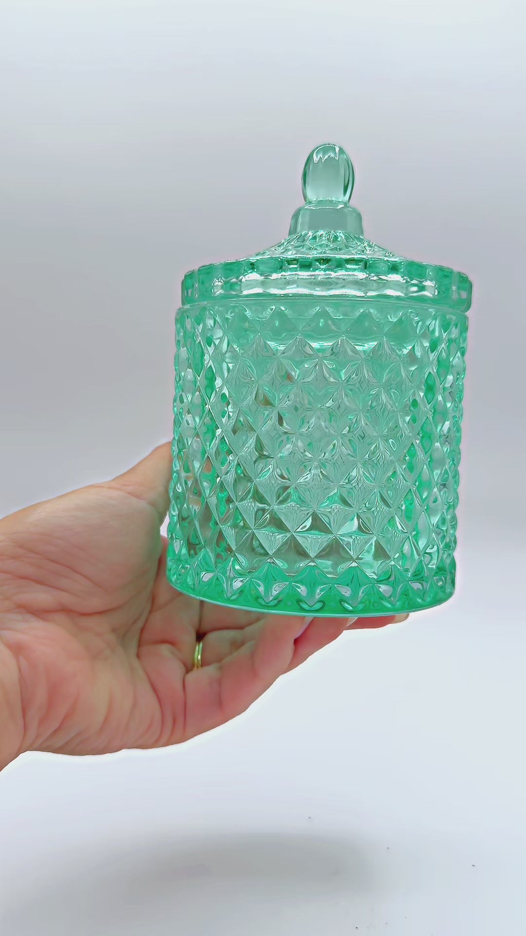 clear turquoise candle vessels