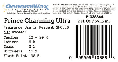 PRINCE CHARMING – Ultra Candle Making Fragrance 2oz (Spec Label)