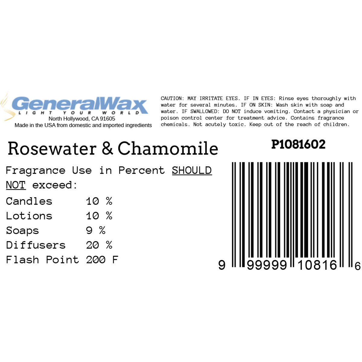 rosewater & chamomile fragrance label