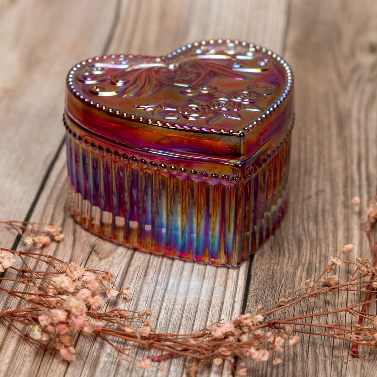 ruby heart shape candle jar