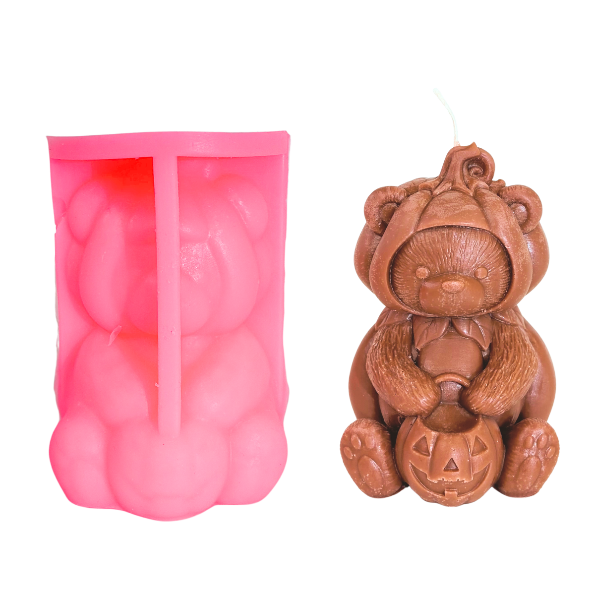 Trick Or Treat Pumpkin Bear Silicone Candle Mold for Holidays