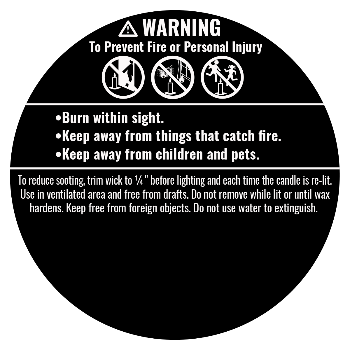 2" Candle Warning Labels Roll of 2500